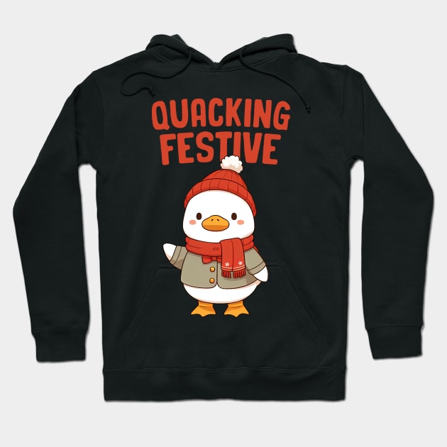 Quacking Festive Christmas Duck Hoodie by Takeda_Art